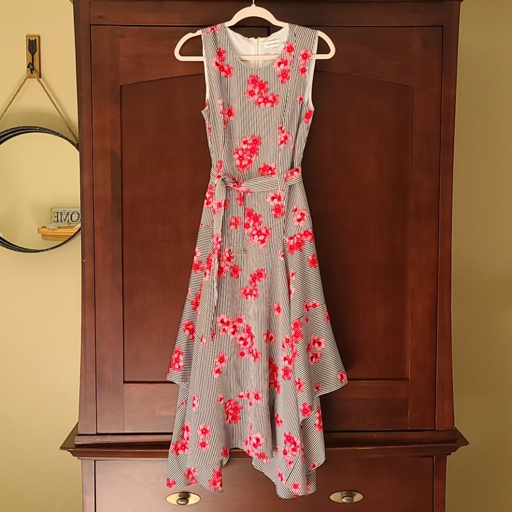 Calvin Klein belted handkerchief dress